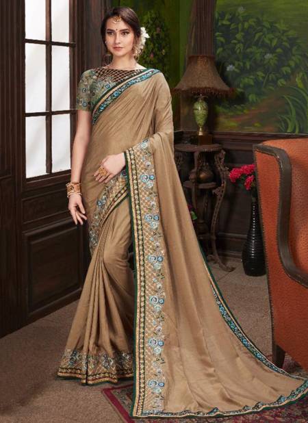 Beige Colour STYLEWELL SWARA Fancy Wedding Wear Heavy Silk Embroidery And Stone Work Latest Saree Collection 3002